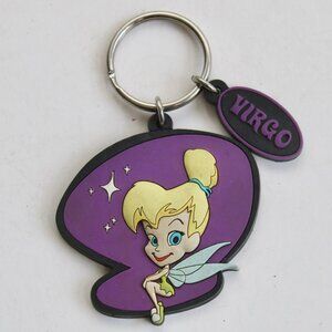 Disney Vintage Y2K Zodiac Virgo Princess Tinkerbell Fairy Key Ring Keychain